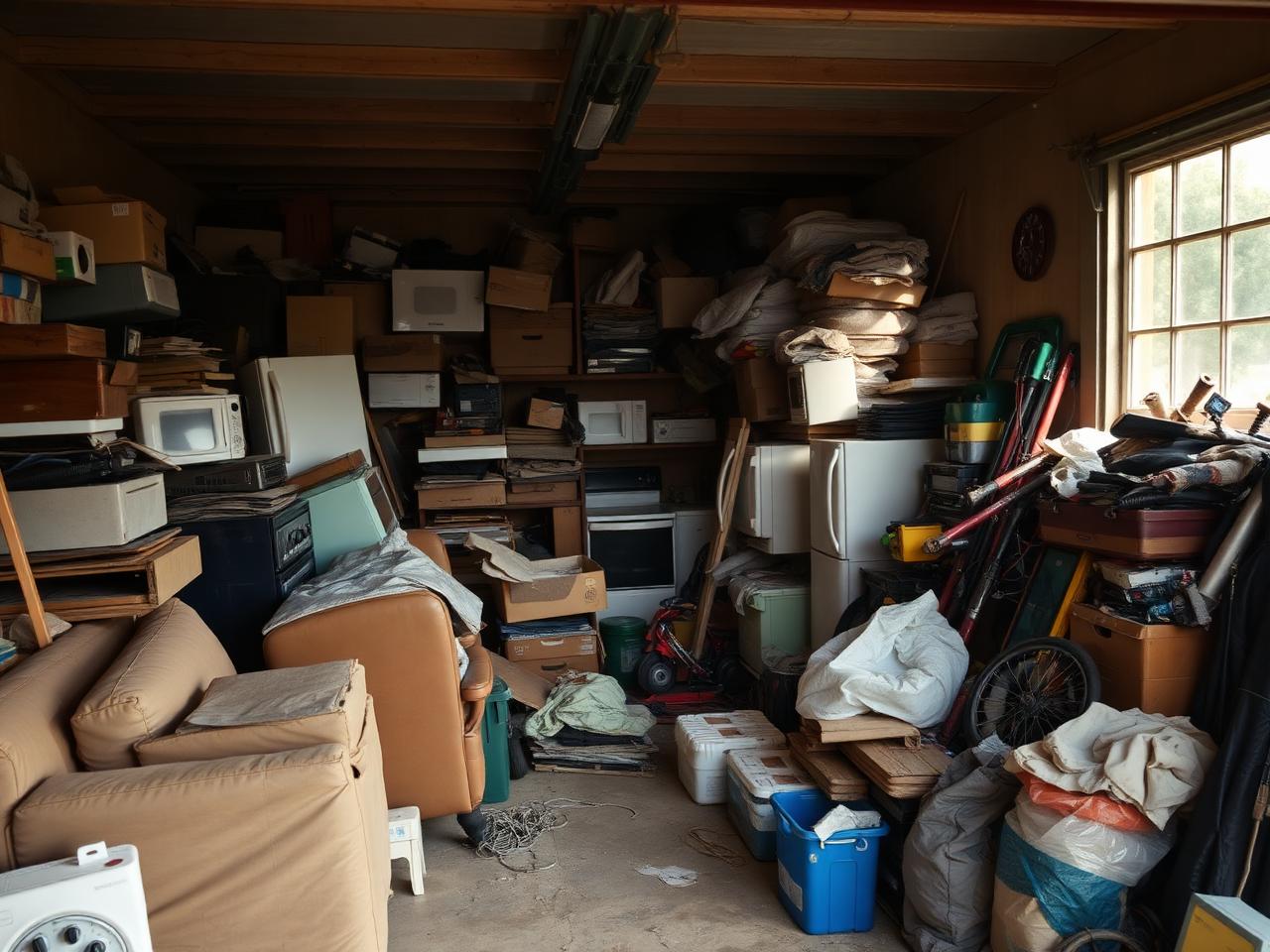 Cluttered garage before JJQ's junk removal in Bucks County